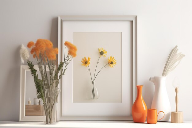 une étagère blanche ornée de vases et d'arrangements floraux