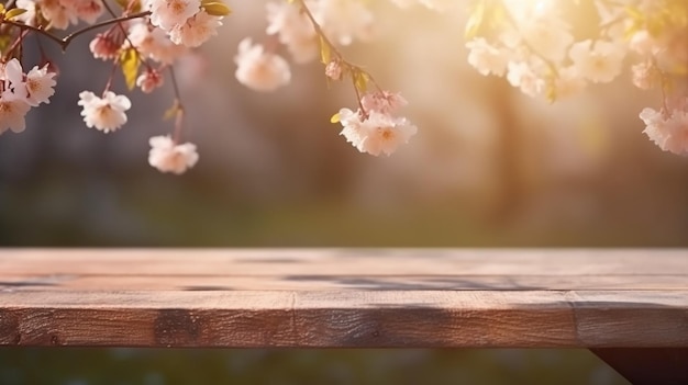 Une étagère en bois avec des fleurs dessus