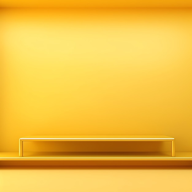 Photo une étagère jaune dans une pièce