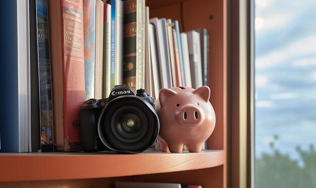 Photo Étagère mode de vie épargne des photos avec une caisse