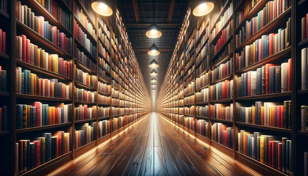 Des étagères de bibliothèque bordées de livres colorés dans un environnement bien éclairé