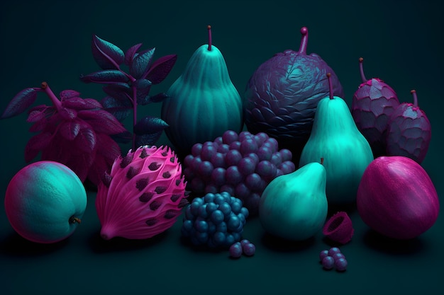 Un étalage coloré de fruits et de baies.