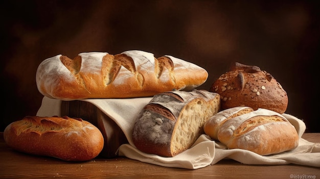 Un étalage de pains et pains de la boulangerie.