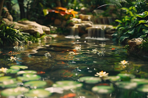 Un étang de jardin tranquille vivant avec les sons de na