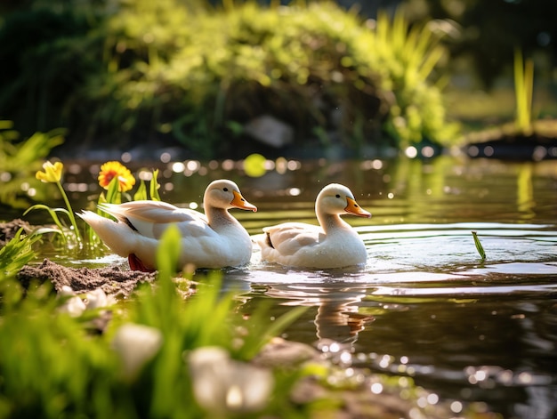 Un étang de palourdes avec des canards