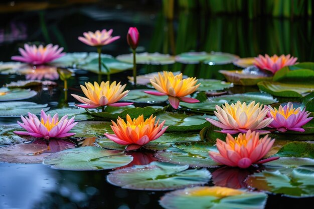 Un étang tranquille avec des lys d'eau vibrants