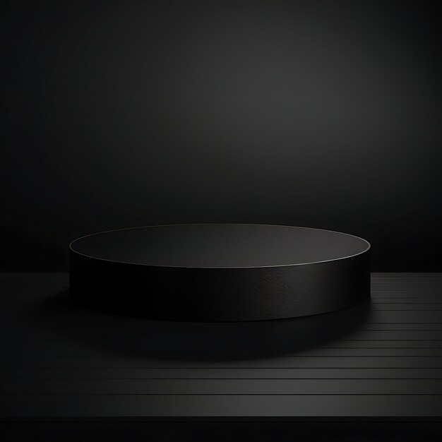 Photo Étape du podium du cercle noir minimal sur fond de studio noir