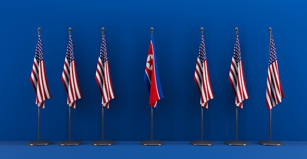 États-Unis et drapeau de la Corée du Nord États-Unis et drapeau de la Corée du Nord Sommet États-Unis contre Corée du Nord