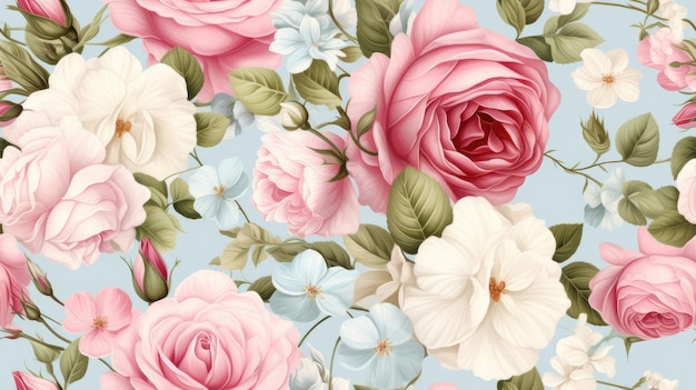 L'été fleurissant roses tendres fond de vacances pastel et bouquet doux fond floral motif sans couture