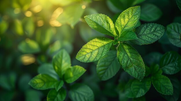 En été, la nature des feuilles vertes dans un jardin sous la lumière du soleil Les feuilles verts utilisées comme fond au printemps ou le papier peint vert