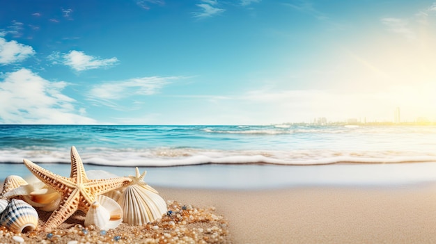 Photo l'été sur la plage de sable de mer tropicale