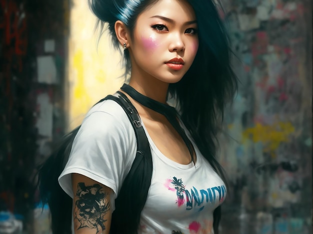 été punk dame vietnamienne AI Generative Illustration Graphic