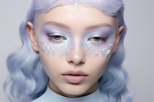 Ethereal Elegance Un spectacle bleu pastel pour vitrine cosmétique