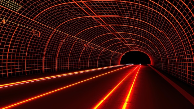 Ethereal Journey Chemin sans fin au néon rouge et orange
