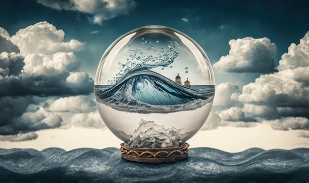 Ethereal Ocean Dreamscape dans une boule de verre