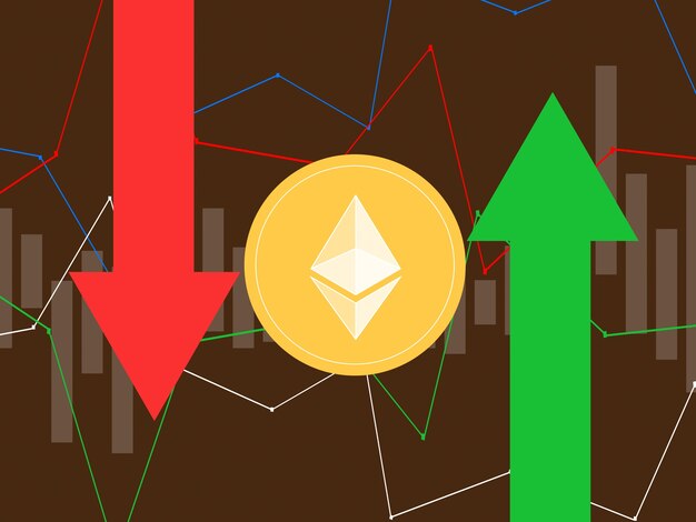 Ethereum sur des métriques et des graphiques multicolores sur des arrière-plans multicolores et la carte du monde