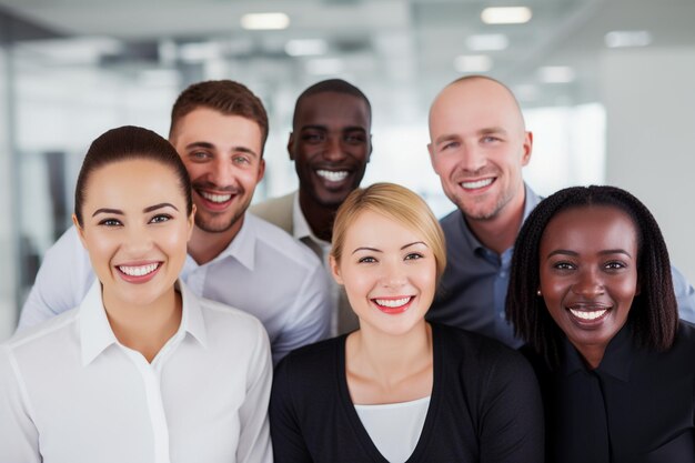 Photo l'ethnie et la diversité au travail avec des employés heureux célébrant le succès des affaires