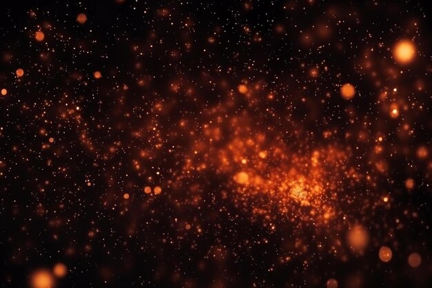 Photo des étincelles brûlantes rouges volent d'un grand feu dans le ciel nocturne beau fond abstrait sur le