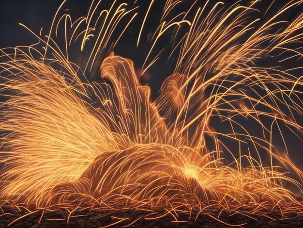 Des étincelles de feu de nuit