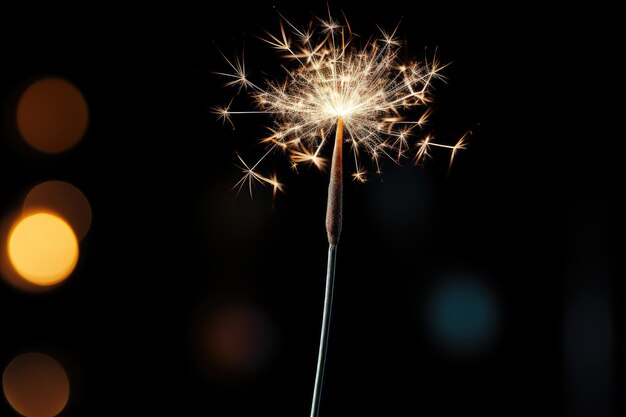 Des étincelles sur un fond sombre, une bannière de fête avec des feux d'artifice.