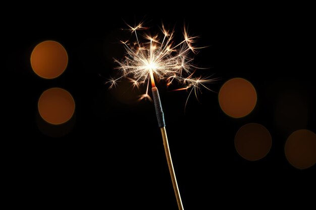 Des étincelles sur un fond sombre, une bannière de fête avec des feux d'artifice.