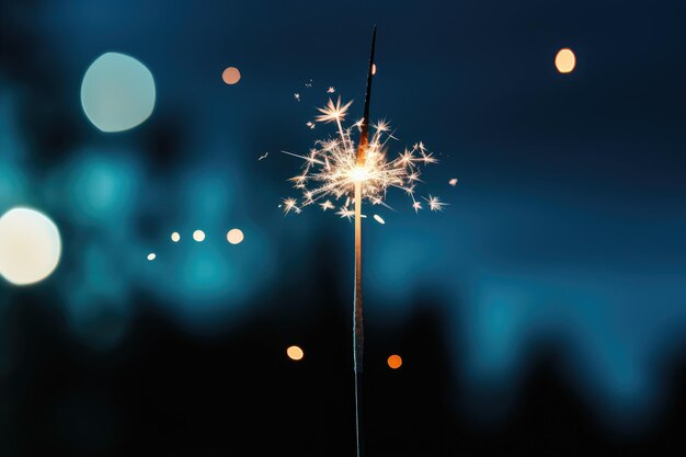 Des étincelles sur un fond sombre, une bannière de fête avec des feux d'artifice.