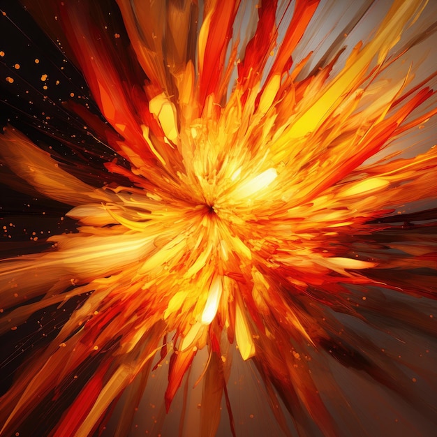 Des étincelles jaunes et rouges ardentes dans une explosion ardente