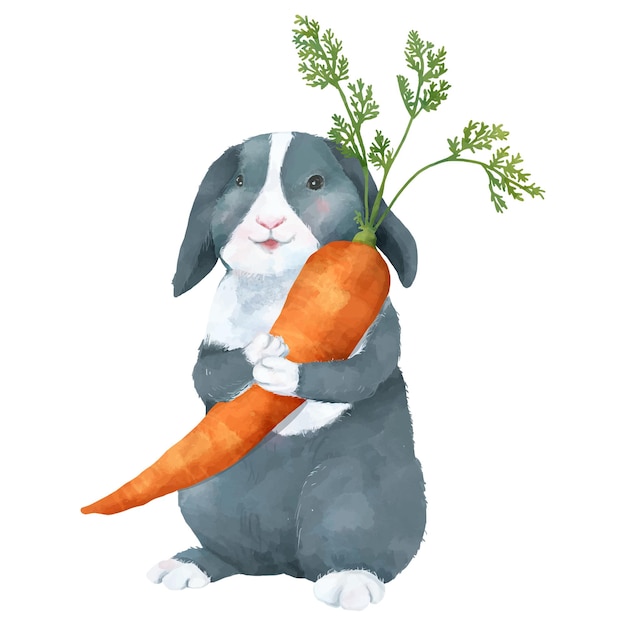Étiquette d'animal à aquarelle de lapin de PNG
