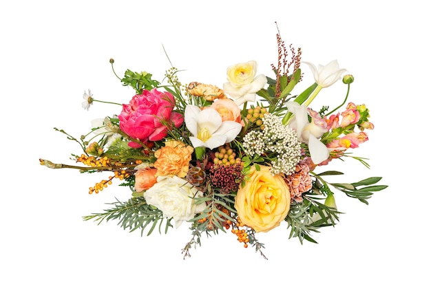 Étiquette d'arrangement floral coloré PNG