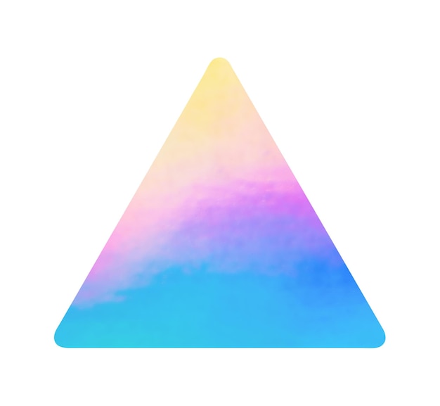 Étiquette d'autocollant de feuille holographique adhésive triangle vierge isolé sur fond blanc