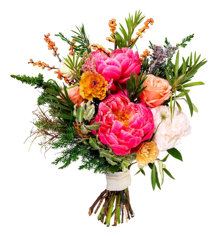 Photo étiquette de bouquet de fleurs colorées png