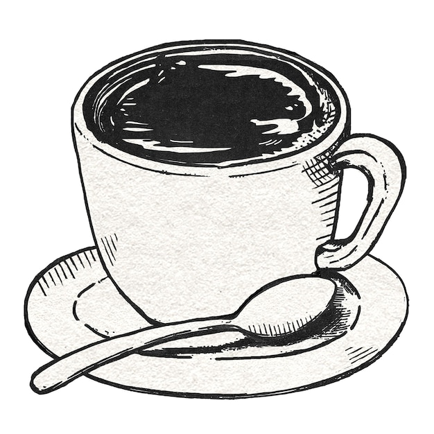 Étiquette de café png dans un croquis vintage