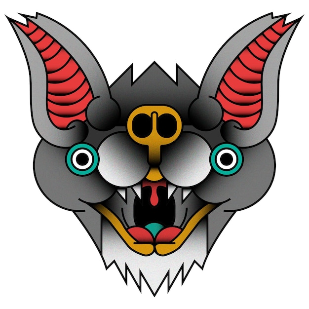 Étiquette de chauve-souris traditionnelle png transparente