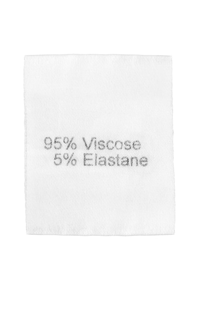 Étiquette de composition de tissu isolée sur fond blanc