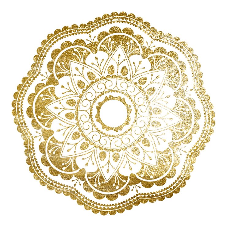Photo étiquette festive en mandala en png doré sur fond transparent