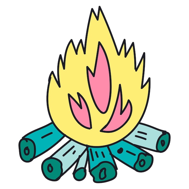 Étiquette de feu de camp dessinée à la main png transparente