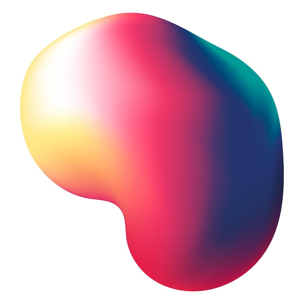 Étiquette en forme de boule Png 3D avec un motif de gradient coloré et un fond transparent