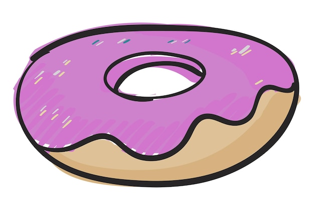 Étiquette d'illustration de donut rose à fond transparent