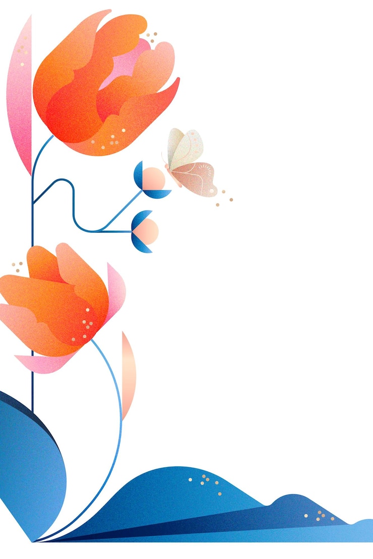 Photo étiquette illustrative graphique de couleur transparente à bord de tulipe orange png