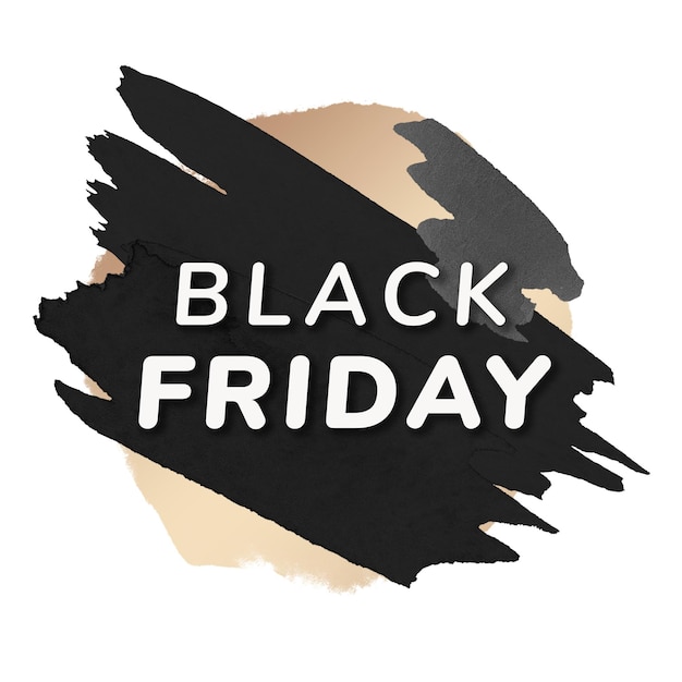 Étiquette d'insigne png du vendredi noir clipart de magasinage par coup de pinceau abstrait