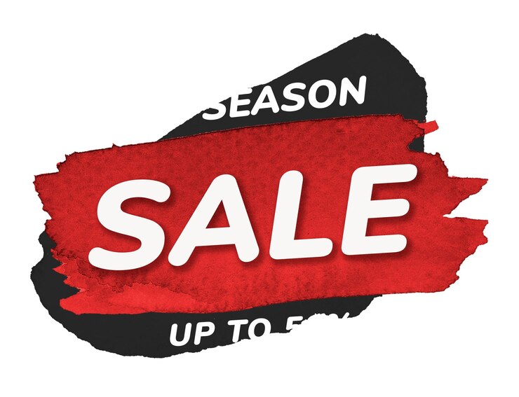 Photo étiquette d'insigne png de vente rouge coup de pinceau abstrait shopping clipart transparent