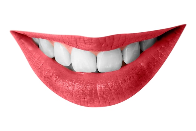 Étiquette de lèvres souriantes PNG avec des dents en gros plan