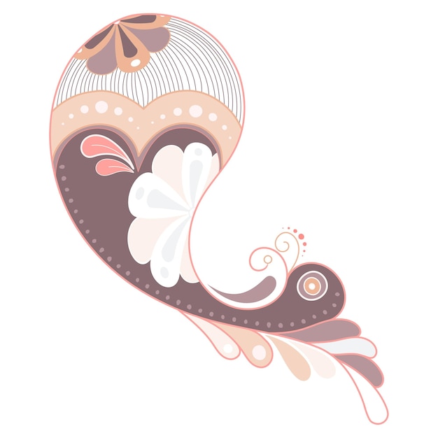 Étiquette Nude Paisley png illustration indienne en design pastel