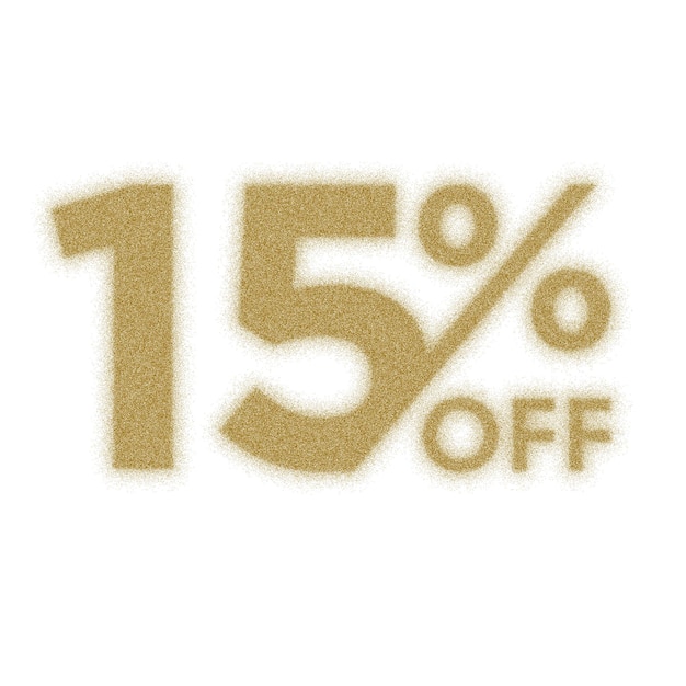 Photo Étiquette d'offres de réduction de 15 % avec un design de style poussière d'or