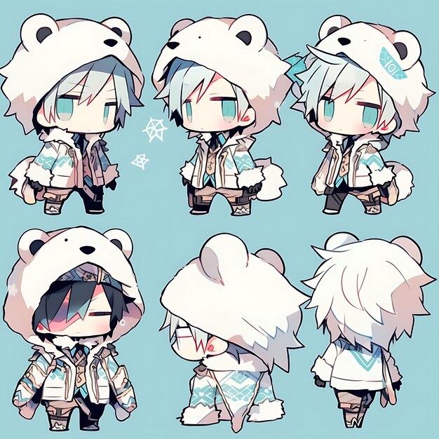 Photo Étiquette de l'ours mâle chibi kawaii mode inuit concept couleurs arctiques s concept art actif du jeu