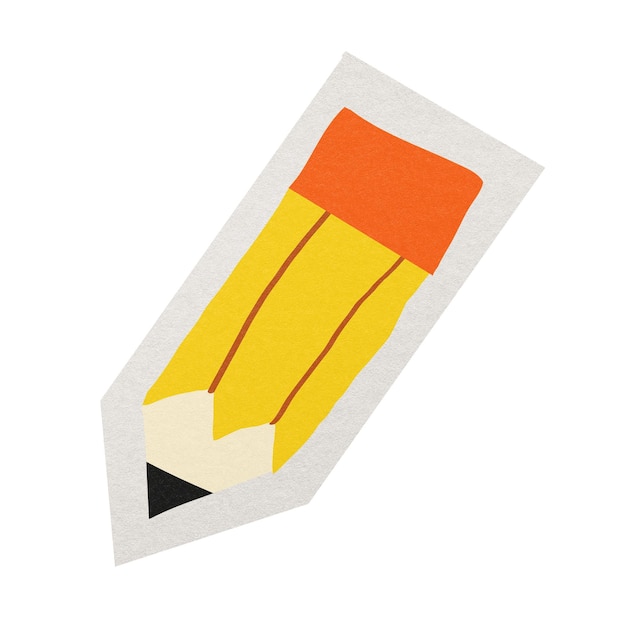 Étiquette de papeterie à crayon PNG à bordure blanche à fond transparent
