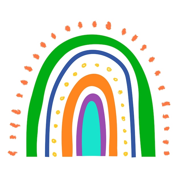 Étiquette PNG arc-en-ciel dans le style funky doodle