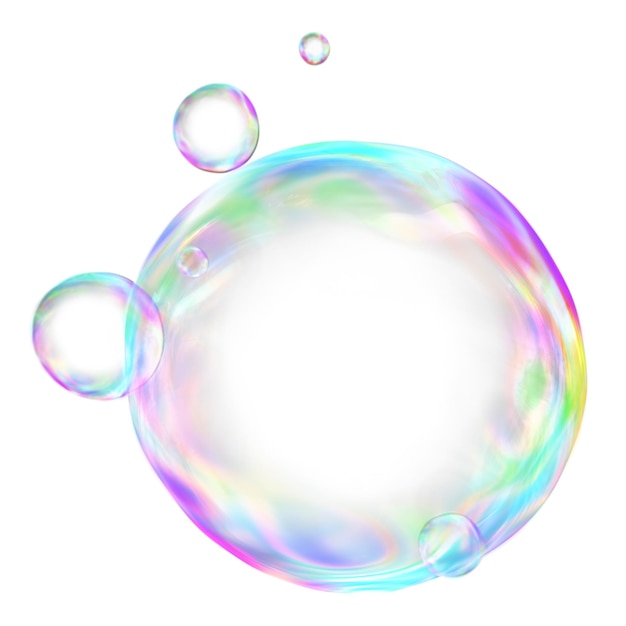 Étiquette png en forme de bulle holographique à fond transparent graphique de rendu 3D