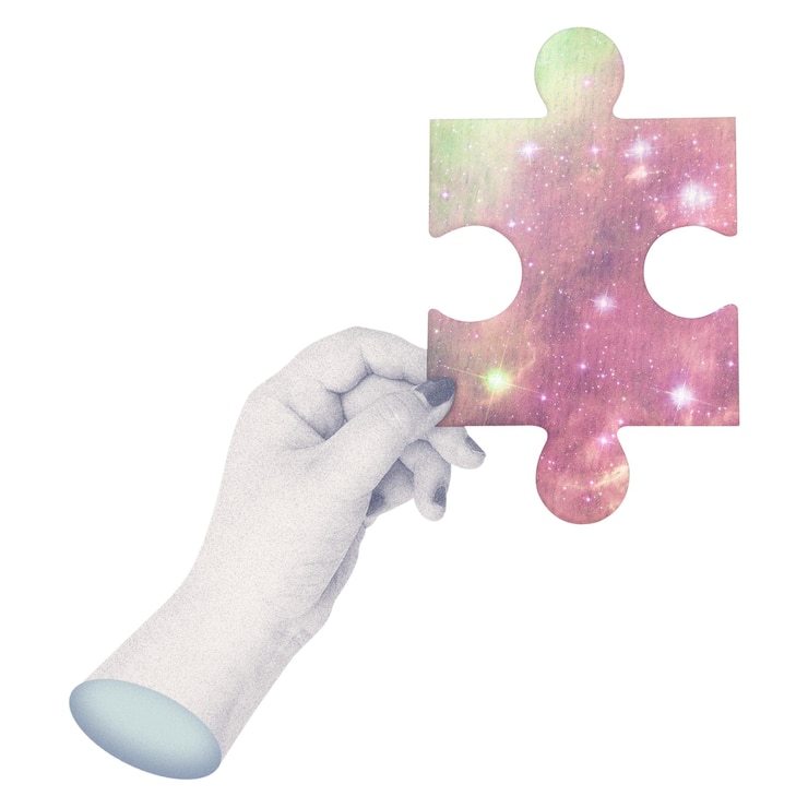 Photo étiquette png de jigsaw à la main à fond transparent
