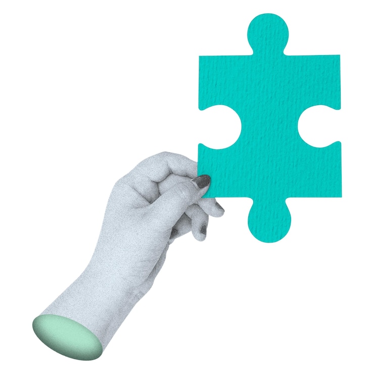 Photo étiquette png de jigsaw à la main à fond transparent